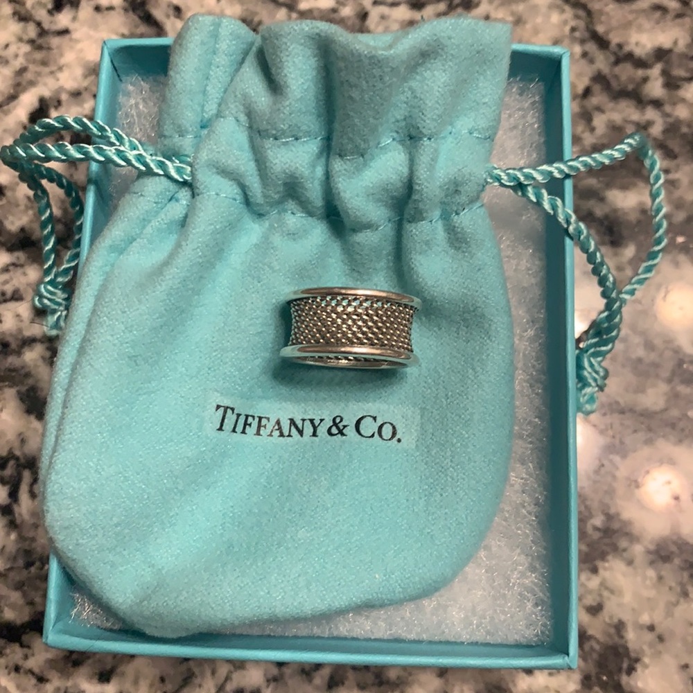 Tiffany & Co Silver Mesh Ring Band Sz 4.5